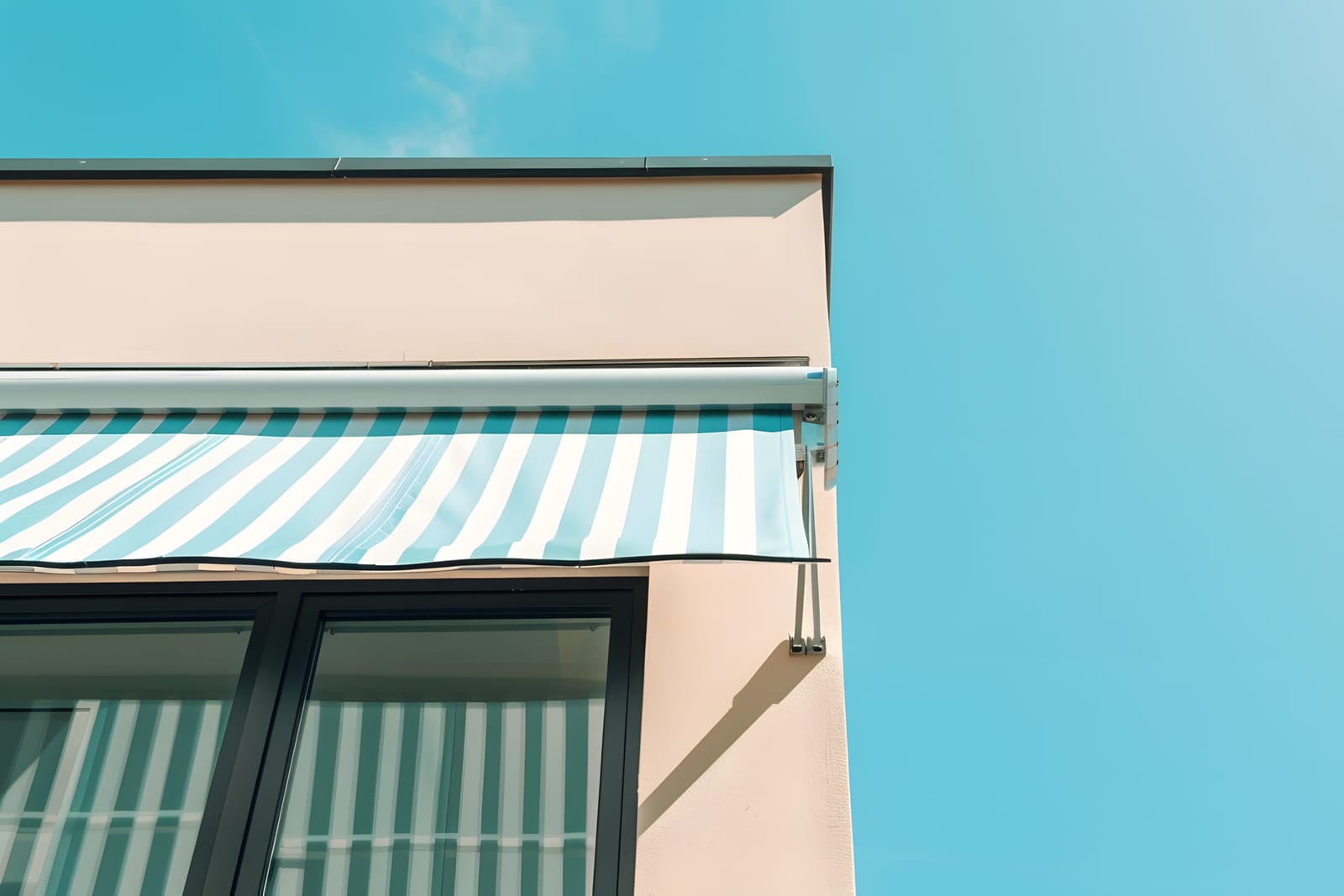 Retractable awning on a home exterior